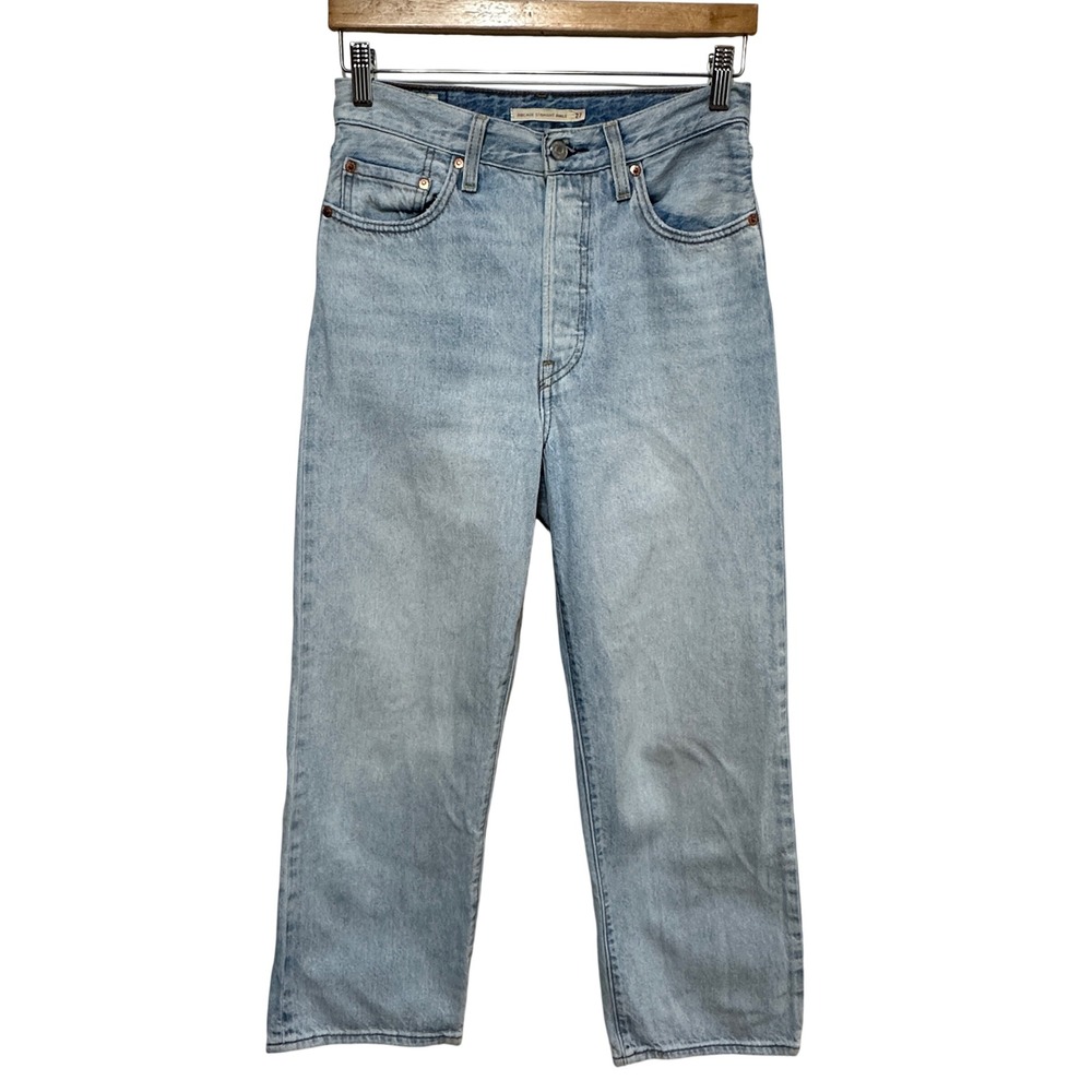 Levi's Ribcage Straight Ankle Women 27 Light Wash Denim High Rise Button Fly